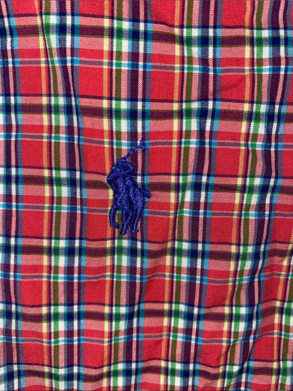 Ralph Lauren • Plaid • Button-Down • Blue Polo Logo • Size Med (10-12)Boys